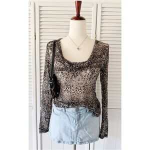 INC International Concepts Laced Sheer Long Sleeve Cowl Neck Blouse Top